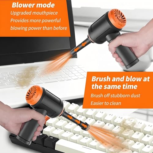 Meudeen Air Duster - Computer Vacuum Cleaner - for Keyboard Cleaning - Cordless Canned Air - 110000RPM Powerful PC Cleaner(Air-01) - color: Black