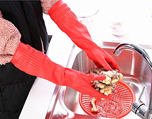 Rubber Cleaning Gloves Kitchen Dishwashing Glove 3-Pairs,Waterproof Reuseable.(Large) - size: Large (Pack of 3)