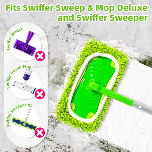 Reusable Microfiber Chenille Mop Pads Compatible with Swiffer Sweeper Mop - color: Chenille - Yellow Green, size: 6 Pack + 1 Pack