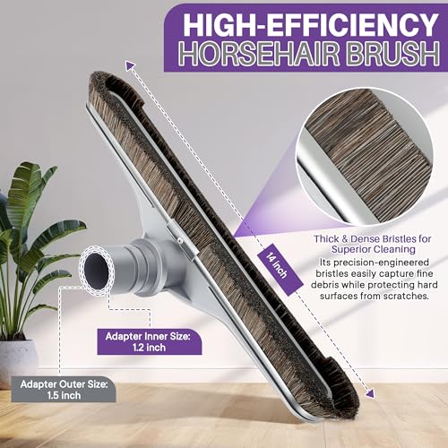 14" Vacuum Floor Brush & 3" Round Dusting Brush with 1 1/2" Reducer Hard Floor Tool Replacement Kit Compatible with ProTeam 101446 Backpack Vacuum, Compatible with Hoover C2401(Horsehair)