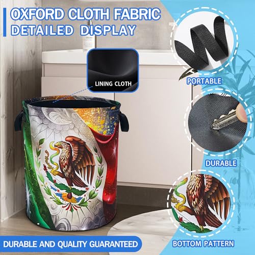 Flag Of Mexico Laundry Basket Foldable Oxford Cloth Hamper 18.9 x 16.5 Inch - color: Flag Of Mexico