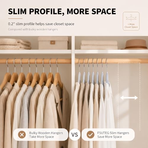 50 Pack Plastic Clothes Hangers, Non Slip, Gray