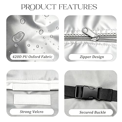 1Pack Washer and Dryer Covers Outdoor Washing Machine Cover for Top and Front Load 420D PU Waterproof Laundry Dryer Cover with Zipper and Storage Bag, W29”x D28”x H43” (Silver) - color: Silver, size: Pack of 1
