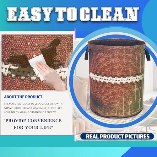 Football Texture Laundry Basket Foldable Oxford Cloth Hamper 18.9 x 16.5 In - color: Football Texture