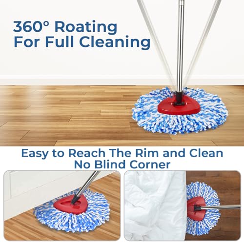 Matthew Cleaning 6Pack Blue Microfiber Spin Mop Replacement Head Compatible with EasyWring Spin Mop Replace Head-EasyWring High Absorbency,Machine Washable, Microfiber Spin Mop Refills - color: Blue, size: 6 Count
