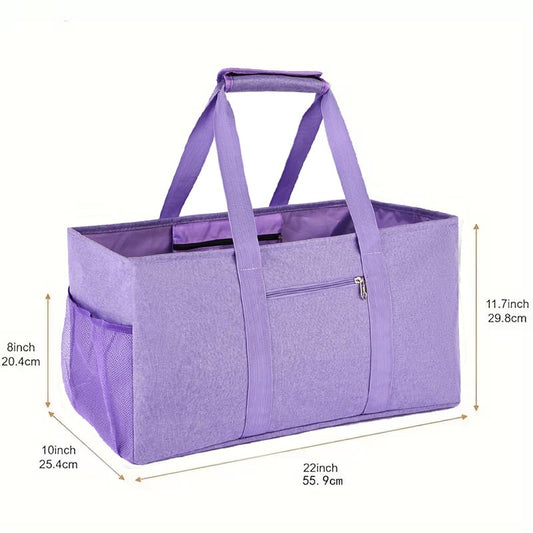 Extra Large Utility Tote Bag - Reusable Grocery Bags Foldable Heavy Duty - color: Purple, style: Lidless