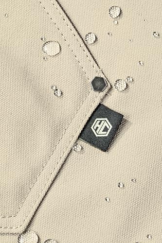HexClad Eco Modern Chef Apron for Cooking and Grilling, Professional HexTwill Fabric Aprons with Pockets - color: Ecru