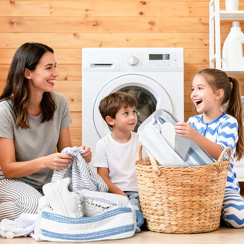 Anybar Shoe Washing Machine Bag Sneaker Laundry Bags Cleaning Shoes- for Washer and Dryer Microfiber Sneakers Shoe Wash Bag with Self Locking Zipper 2PCS Reusable Cleaner Bags (Blue White) - color: Blue White