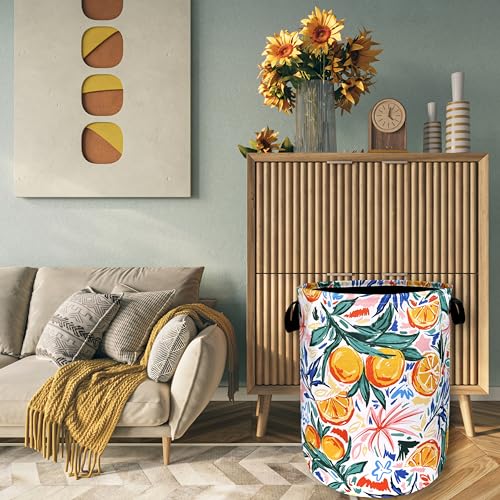 Fruit Orange Laundry Basket Oxford Cloth Foldable Hamper 18.9x16.5 Inch - color: Hawaii Tropical Orange