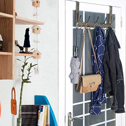 WEBI Over The Door Hook Door Hanger Hook Rack with 5 Tri Hooks for Hanging Coats, Door Towel Rack Towel Hanger Door Coat Hanger Over Door Coat Rack,Bronze,2 Packs - color: Bronze, size: 2 Pack