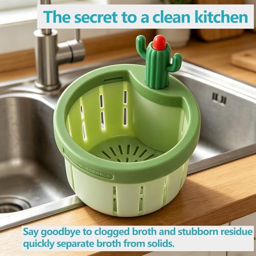 Cactus Kitchen Sink Drain Strainer,Anti-Clogging Kitchen Drainer with(Yellow) - color: Yellow
