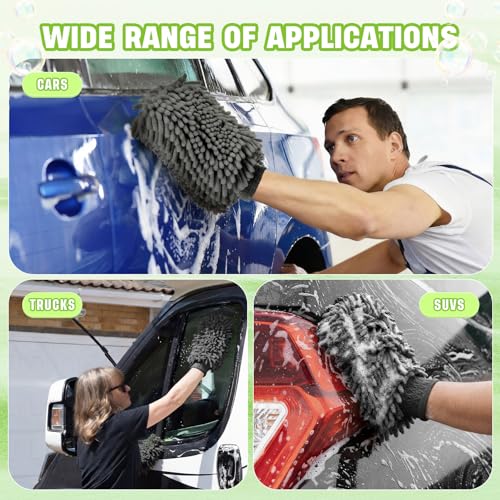 48 Pack Car Wash Mitts Bulk Microfiber Wash Mitts, Grey - color: Grey