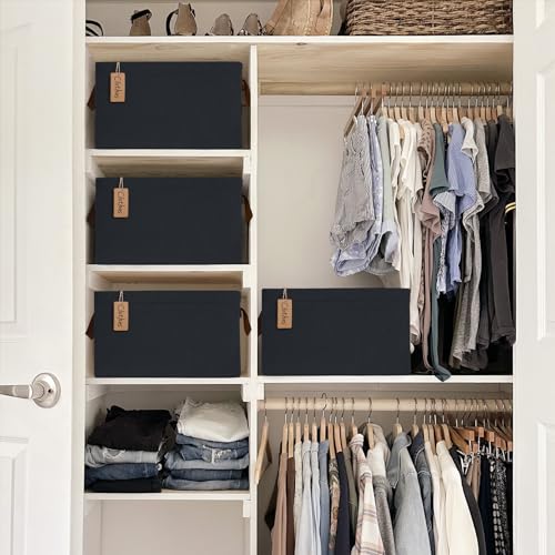 CHICVITA 30L Large Fabric Closet Baskets for Shelves, 4Pack, Black - color: Black 4-Pack, size: 16 ¾" L x 11" W x 9 ¾" H