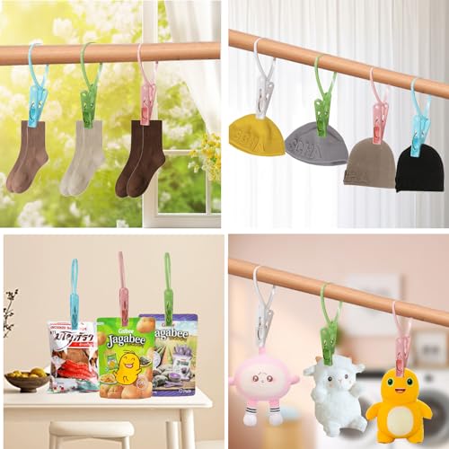 24 Pack Plastic Clothes Pins Heavy Duty Outdoor for Hanging Clothes,Mini ClothesPins with Hanging Rope,Hangers with Clips, Bag Clips,Photo Clips Craft Clips - style: 24 Pack Plastic Clothes Pins