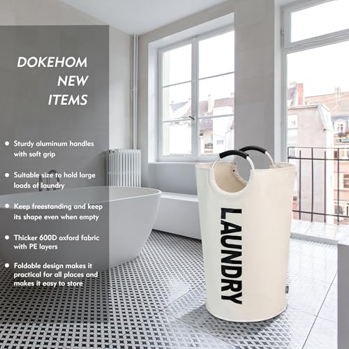 DOKEHOM 125L X-Large Laundry Basket Bag, Collapsible Tall Hamper, Beige - color: Beige, size: 125L