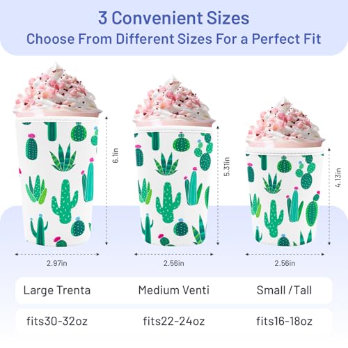 Iced Coffee Sleeve Reusable Neoprene Cup Sleeves, Cactus - color: Cactus