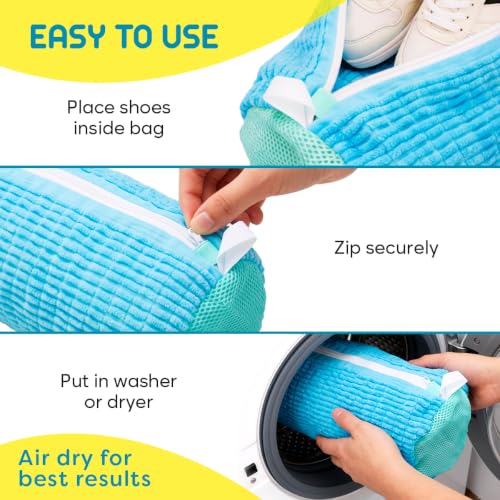 Shoe Washing Bag 2 Pack for Washer and Dryer, Reusable Cleaning Sack - color: Blue