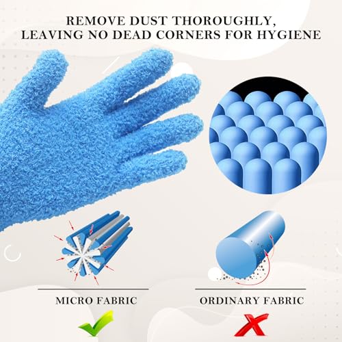 Evridwear Microfiber Dusting Gloves for Plants & Blinds - color: Blue 1 Pair, size: Small/Medium (Pack of 1)