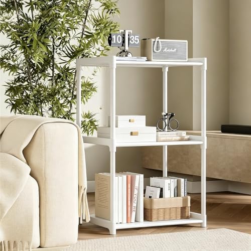 3-Tier Storage Shelves with Plastic Connectors – Metal Shelf Organizer for Pantry, Closet & Bathroom, Space-Saving Sturdy Shelving Unit Rack,White, 17.3" x 12.8" x 28.9" - color: White, size: 17.3" x 12.8" x 28.9"(3T)