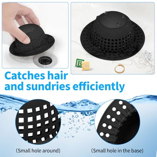 Aluvor Shower Drain Hair Catcher Bathtub Drain Cover Sink Drain Protector - color: All Black