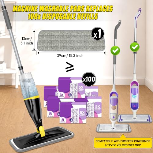 Spray Mops for Floors Cleaning: Hardwood Floor Mop Wet Dust Mop Refillable - color: Yellow/Black