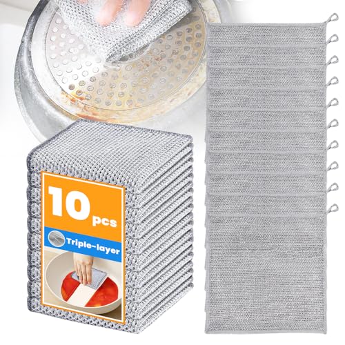 Reusable Silver Mesh Dish Cloths 10 Pack - Quick-Dry Eco