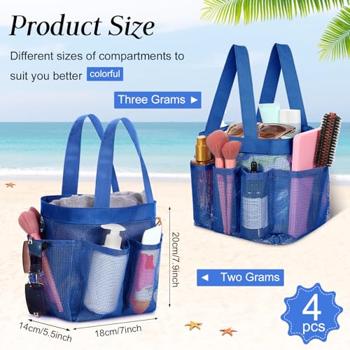 Hillban 4 Pcs Portable Mesh Shower Caddy, Navy Blue - color: Navy Blue