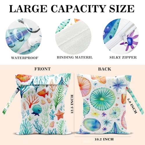 Wet Dry Bags Wet Bags Dirty Laundry Travel Bag Colorful Jellyfish Aesthetics Waterproof Zipper Bag for Swimsuit Travel Beach - color: Playful