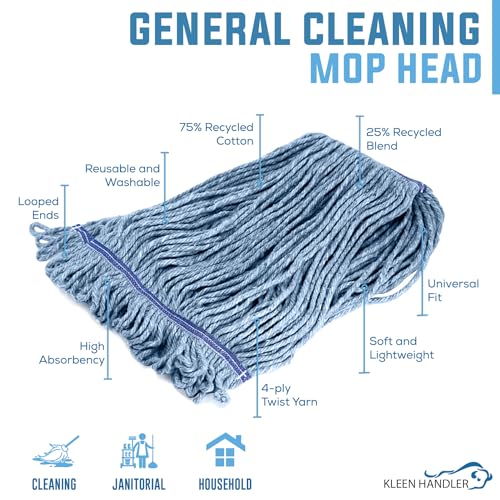 KLEEN HANDLER Heavy Duty Commercial Loop End Mop Head Replacement, 3 Pack - size: 3 Count