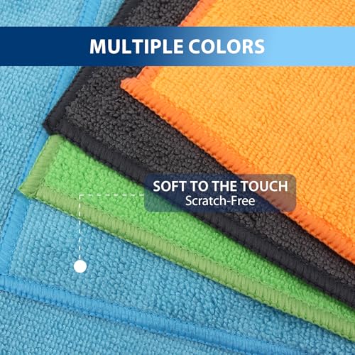 Tricol Clean 12 Pack Microfiber Cleaning Cloth 11.8x11.8inch - Streak-Free, Reusable Wipes for Glass, Kitchen, Car, Dusting - Absorbent & Lint-Free (Mixed 4 Colors 03, 11.8 x 11.8 in) - color: Mixed 4 Colors 03 12pk, size: 11.8 x 11.8 in
