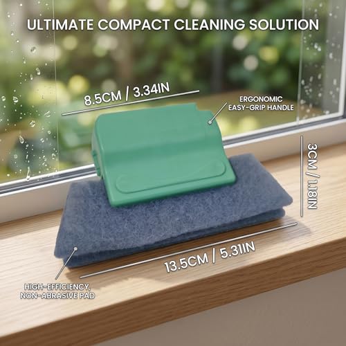 Magic Window Track Cleaner with Replaceable Scrubber Pads (Green)