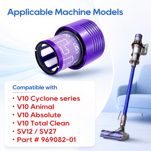 Only Compatible with Dyson V10 Animal, V10 Absolute Filter Replacement - size: 2 Pack