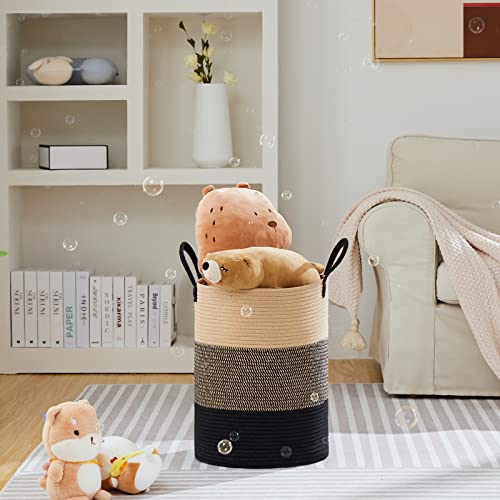 VIPOSCO 58L Tall Woven Laundry Basket Hamper, Brown Black - color: Brown & Black, size: 58L