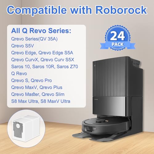 24 Pack Qrevo Dust Bag for Roborock Qrevo/Saros 10R/Qrevo s pro/Qrevo Curv - color: 24 Pack Q Revo