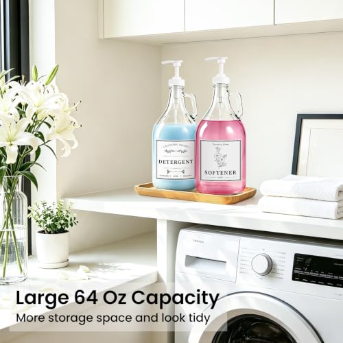2 Pcs Glass Laundry Detergent Dispensers, 64 oz