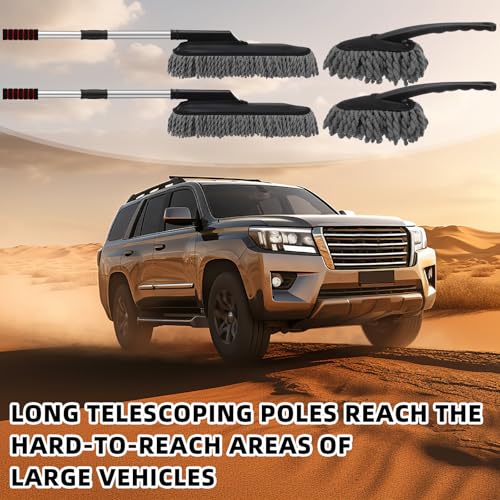4 Pack Microfiber Car Duster Exterior Scratch Free, Gray - color: Gray