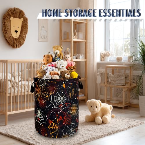 Spider Web Laundry Basket Oxford Cloth Foldable Hamper 18.9x16.5 Inch - color: Colorful Spider Web pattern