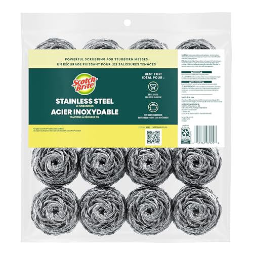 Scotch-Brite Stainless Steel Scrubbers, 16 Pack