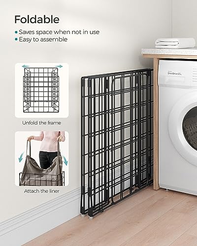 SONGMICS Laundry Hamper, Collapsible, 29 Gal. (110L) - color: Black + Camel Brown, size: 110 L