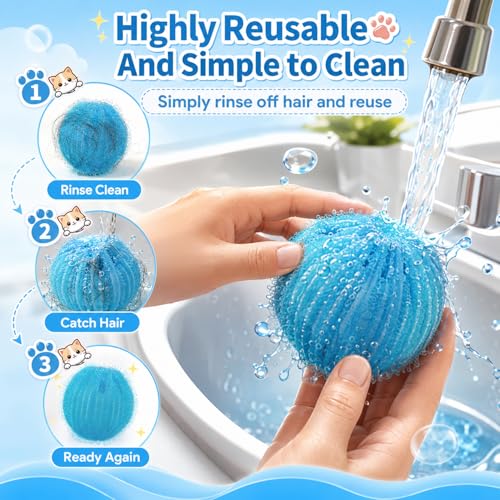 12PCS Pet Hair Remover for Laundry, Reusable Lint Catcher for Washing Machine, Efficient Debris, Hair Cleaner, Pet Hair Catcher for Clothes, Bedding, Washing Machine Hair Catcher(Blue)