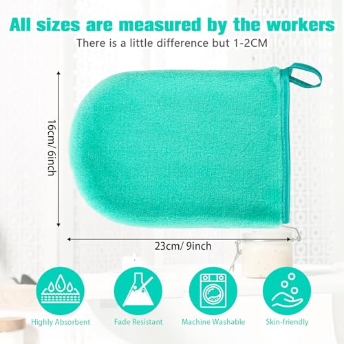 PHOGARY 6 Pack Microfiber Face Body Wash Mitts, Reusable Makeup Remover Mitt Gloves, Soft Flannel Cleansing Mitts Bath Spa Cloth, European Style Face Cloth Mittens, 6×8inch, Green - color: Green