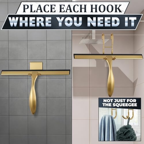 Gold Squeegee for Shower Glass, 14" Silicone Blade, Stainless Steel - color: Gold, size: 14 Inch