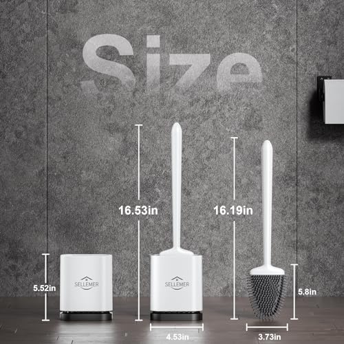 Sellemer Silicone Toilet Brush, Ventilation Slots Holder 1 Pack Pearl White - color: White