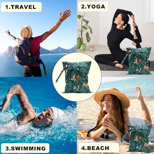 2Pcs Forest Animal Wet Bag, Squirrel Fox Wolf Waterproof Travel Laundry Bag - color: Animal 1422
