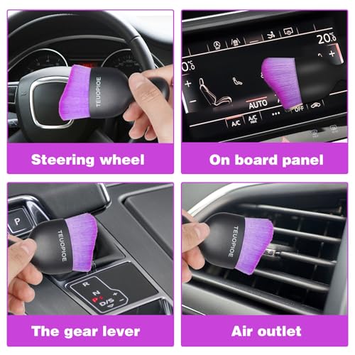 Car Detailing Brush for Interior Dusting and Air Vents,BK Purple - color: Black Purple