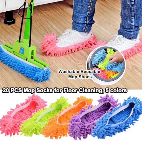 20 Pcs Mop Slippers,10 Pairs Mop Socks,Microfiber Mop Shoes