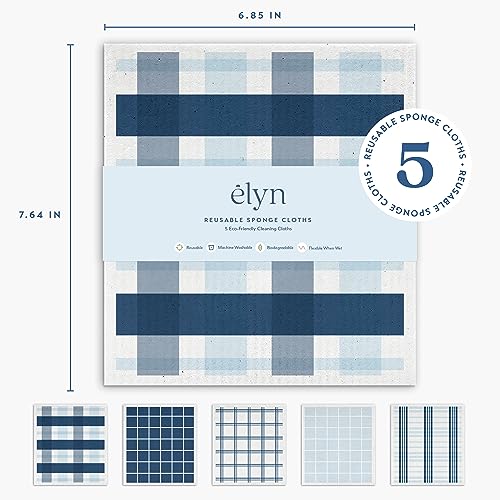 ELYN Swedish Dishcloths, Reusable & Washable Sponge Cloths, Absorbent Cleaning Paper Towels for Kitchen, Dishes, Counters and More, 5 Pack, Assorted Stripe & Plaid - color: Stripe/Plaid