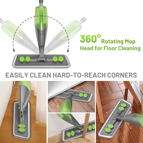 Spray Mop for Floor Cleaning - Wet Dry Mops for Multi-Surfaces - color: Gray Green