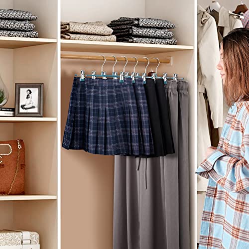 12 Inch Heavy Duty Pants Skirt Hangers with Clips, Blue, 20 Pack - color: Blue 20pack, size: 12Inch