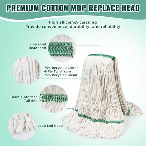 20oz Heavy Mop Replace Head, 6 Pack Commerical Replacement Mop,mop Head Replacement,Reusable Mop Head Refills-Replacement Mop Heads Suitable for Heavy Commercial Industrial Residential Areas - size: 20 Ounce 6Pack